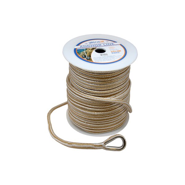 Sea-Dog 302112060G/W-1 Premium Double Braided Nylon Anchor Line - 1/2" x 60', Gold/White 302112060G/W-1 - main